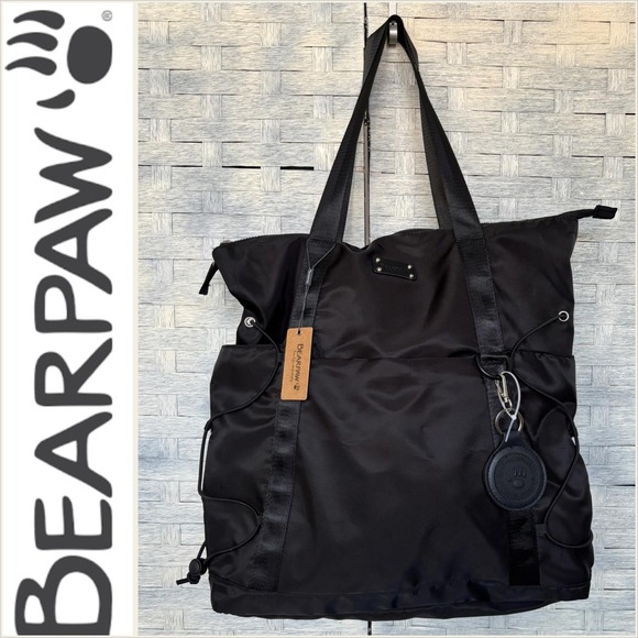 BearPaw Handbags - Bearpaw Black Nylon Tote Bag Convertible‎ Backpack Straps Travel Work
